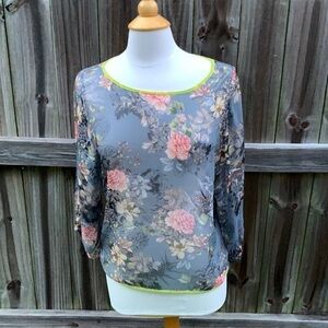 la fee maraboutee sheer floral top, size 36 (6)
